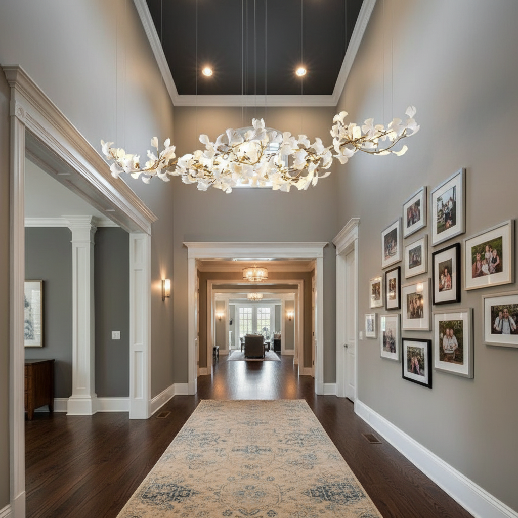 Riviko Verdant Canopy Ceramic Chandelier - American transitional hallway