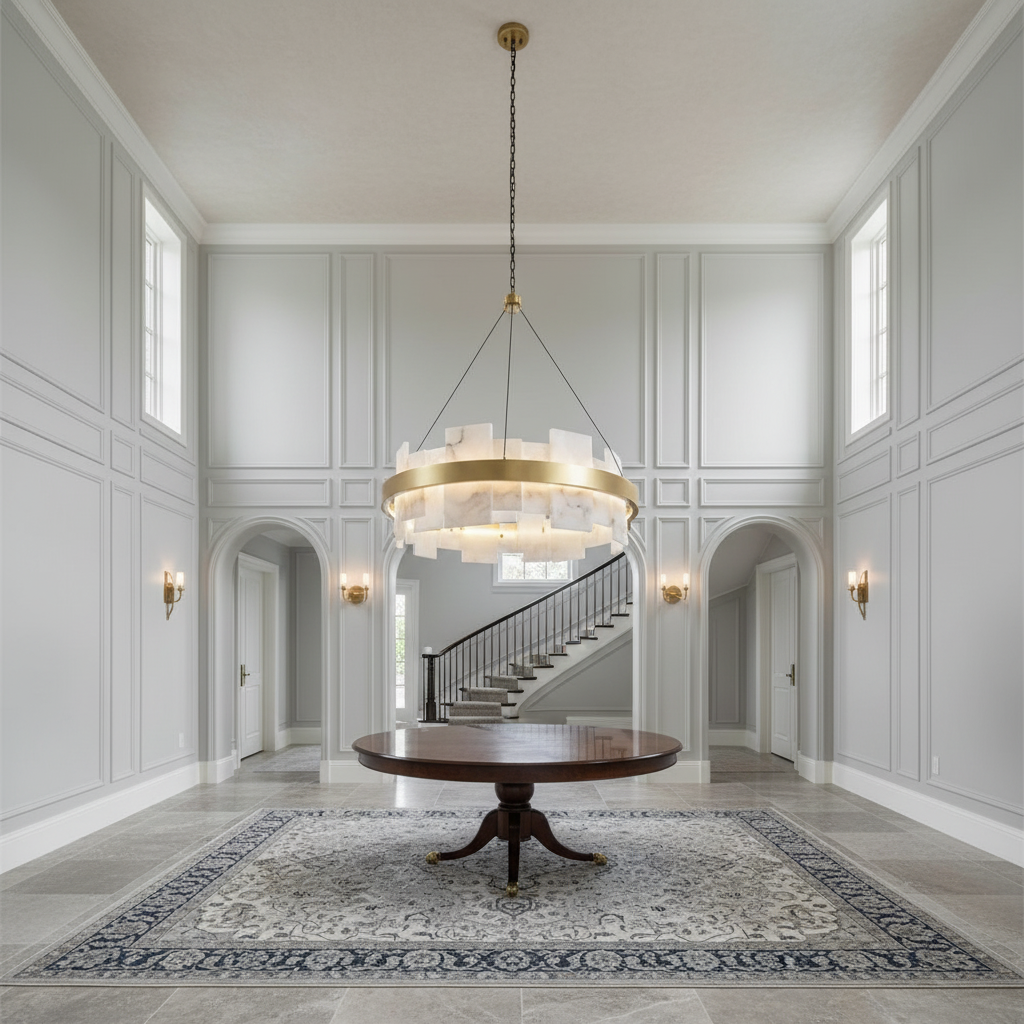 Riviko Alabaster Aura Round & Oval Chandelier - Background Shot