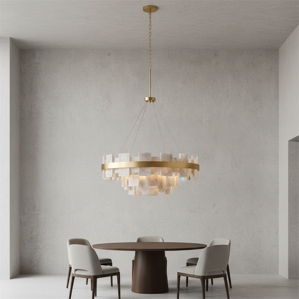 Riviko Alabaster Aura Round & Oval Chandelier - Background Shot