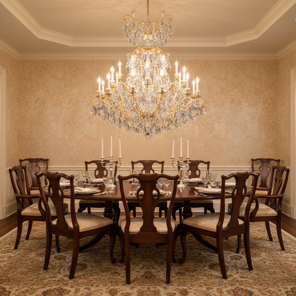 Riviko Grand Baroque Heirloom Chandelier 45" - formal American dining room