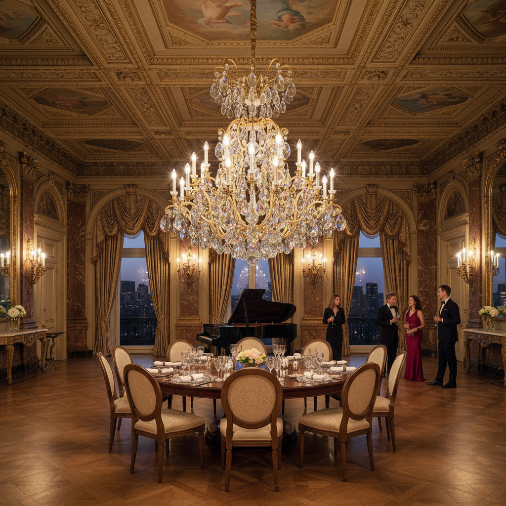 Riviko Grand Baroque Heirloom Chandelier 45" - American ballroom or formal entertaining space