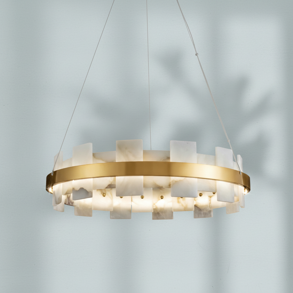 Riviko Alabaster Flakes Round/Oval Chandelier - Studio Shot