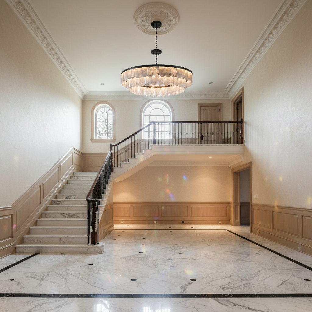 Riviko Grandeur Double Rock Crystal Chandelier - grand American estate foyer