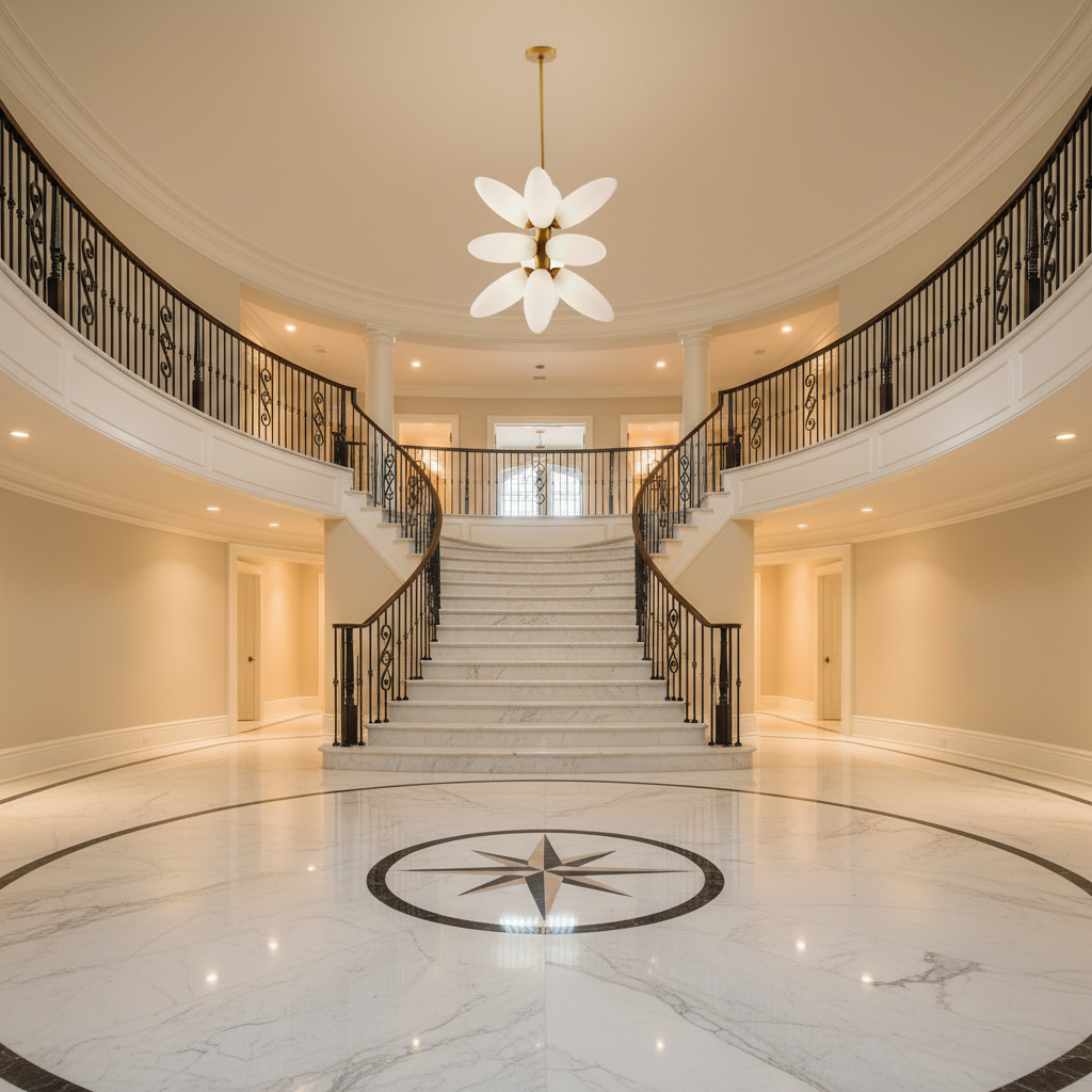 Riviko Stellar Bloom 12-Light Chandelier - grand American foyer with two-story ceiling