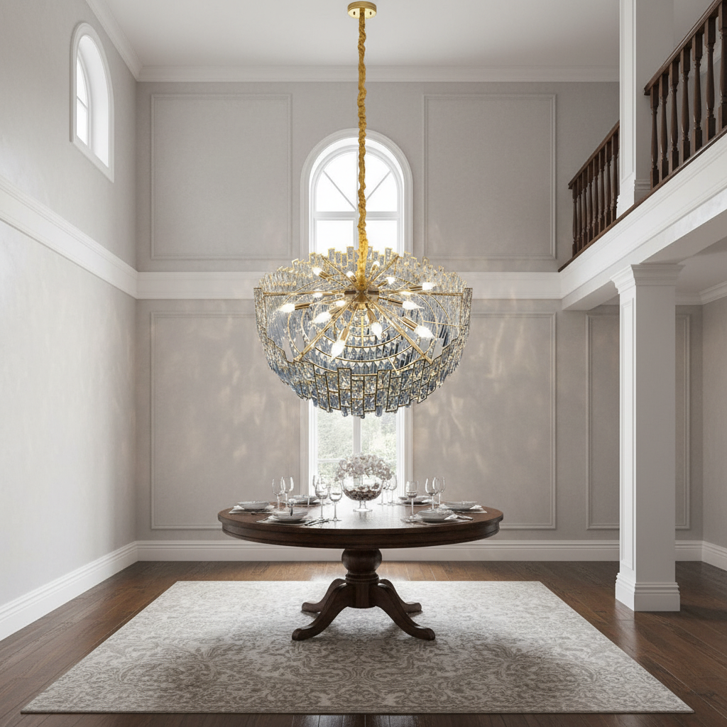 Riviko Radiant Cascade Round Chandelier - Background Shot