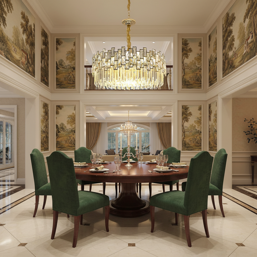Riviko Radiant Cascade Round Chandelier - formal American dining room