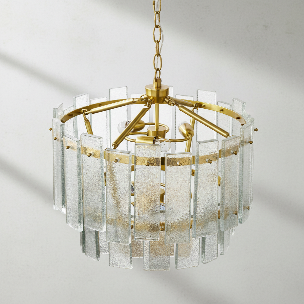 Riviko Radiant Refraction Textured Glass Chandelier - Background Shot