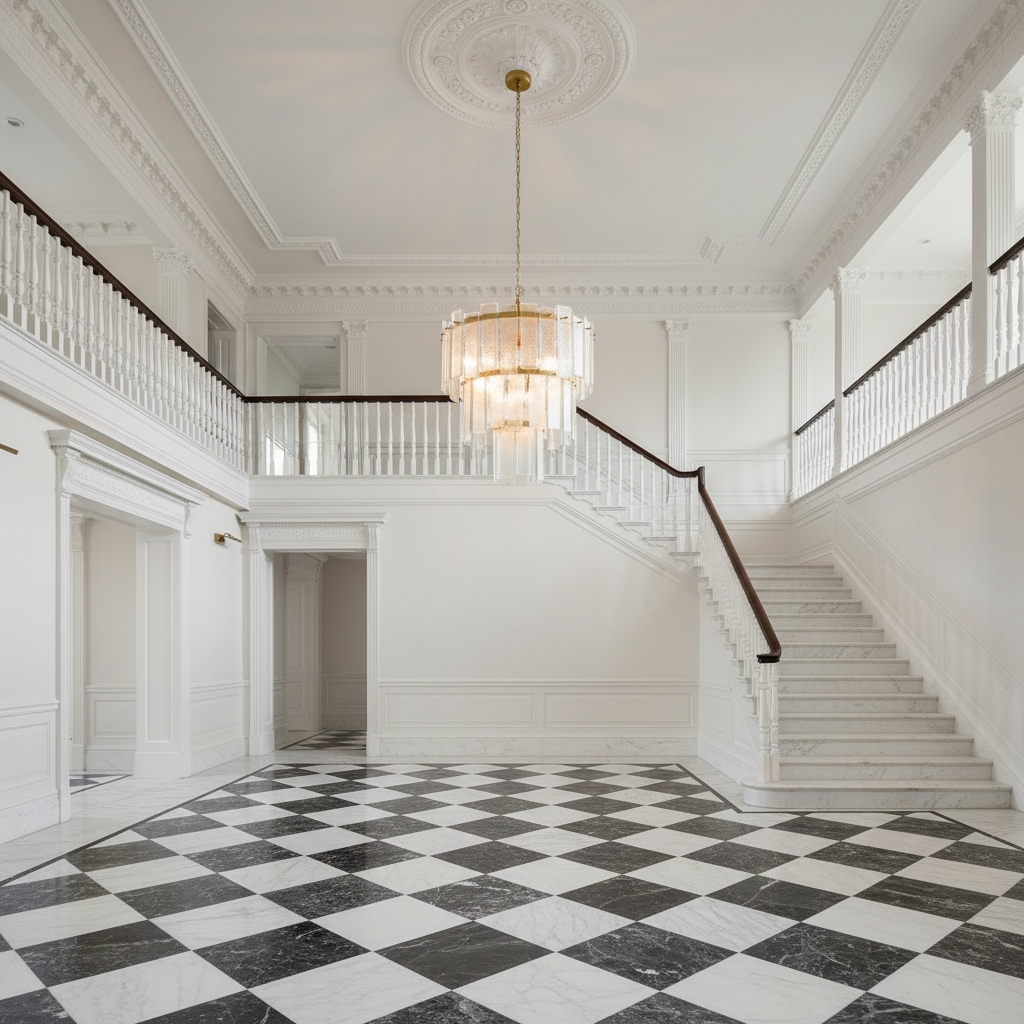 Riviko Radiant Refraction Textured Glass Chandelier - grand American estate foyer