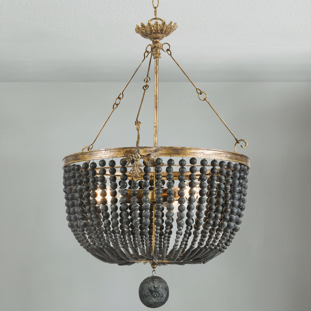 Riviko Ebony Strand Wood Bead Chandelier - Background Shot