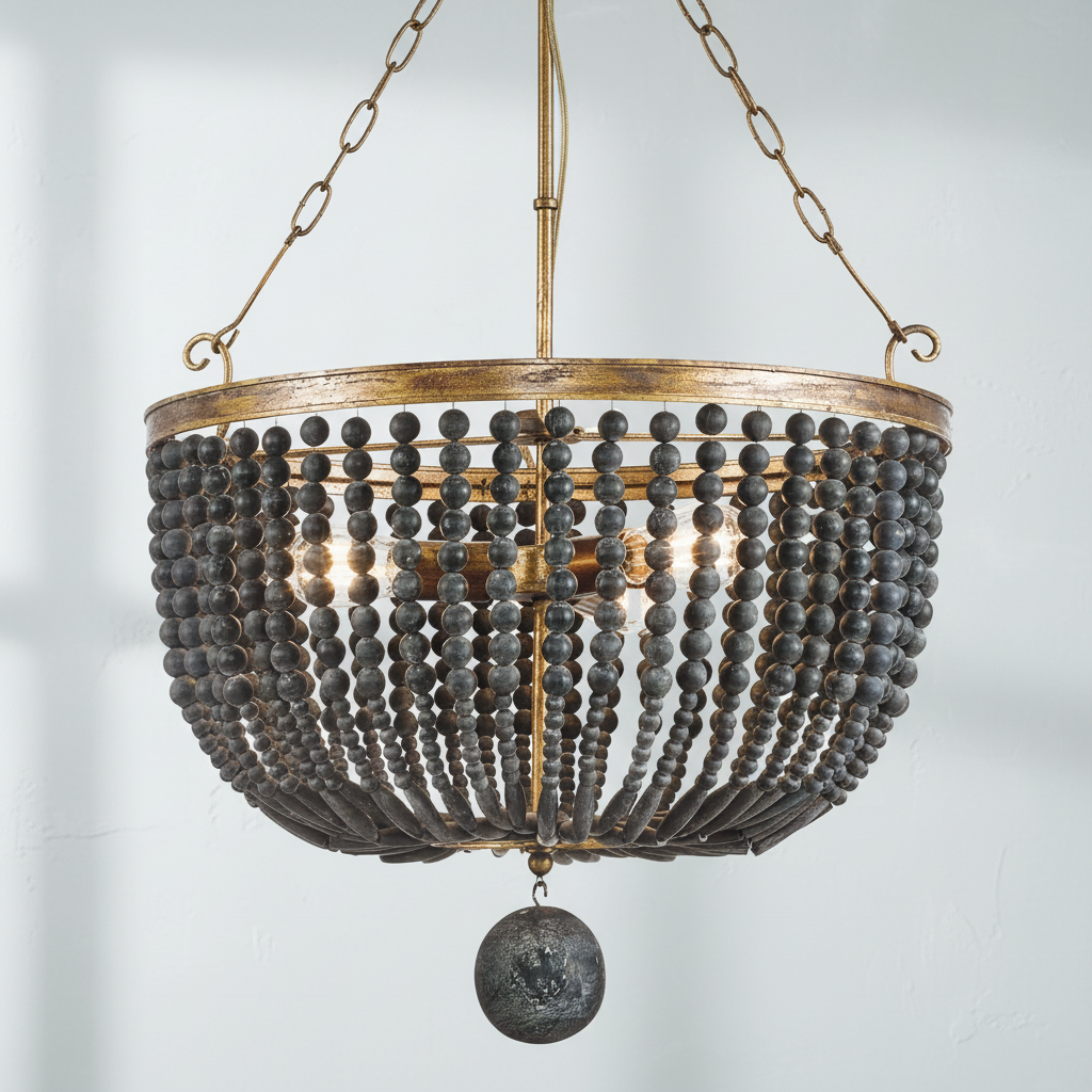 Riviko Ebony Strand Wood Bead Chandelier - Background Shot