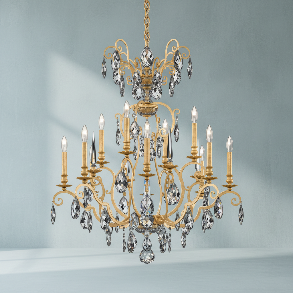 Riviko Opulent Grandeur 12-Light Chandelier 32" - Background Shot