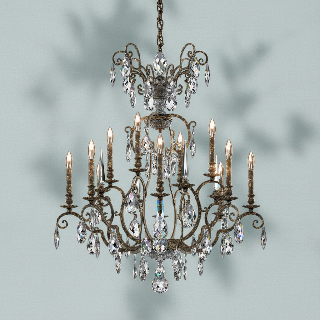 Riviko Opulent Grandeur 12-Light Chandelier 32" - Background Shot