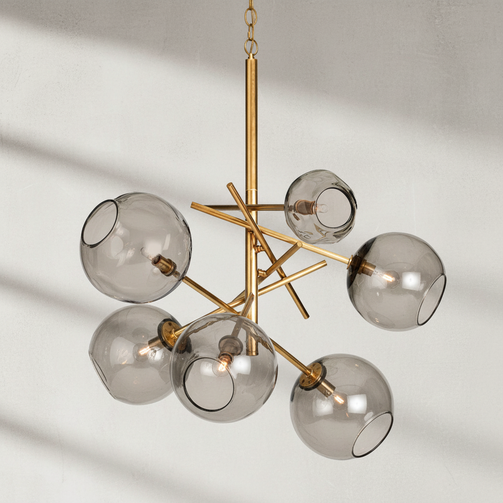 Riviko Molten Smoked Glass Chandelier - Background Shot
