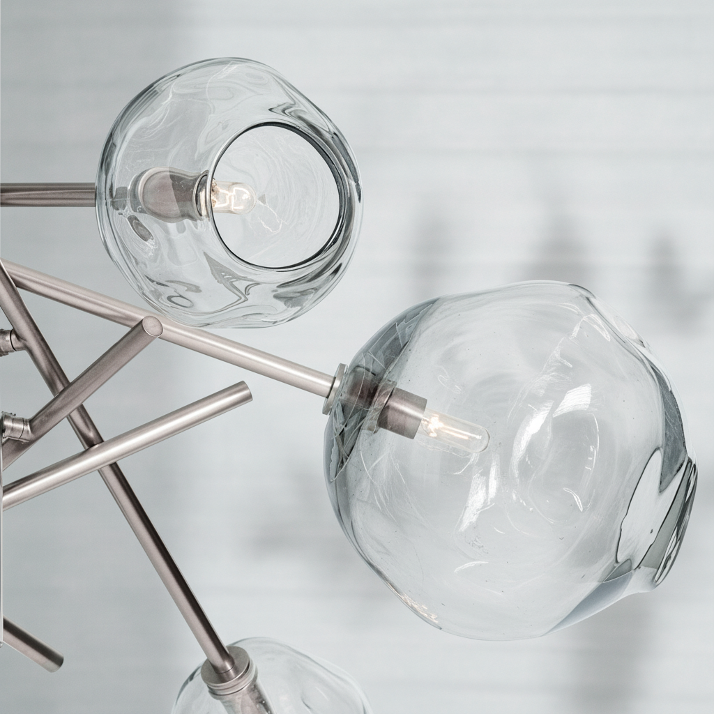 Riviko Molten Smoked Glass Chandelier - Background Shot