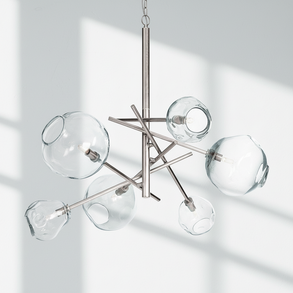 Riviko Molten Smoked Glass Chandelier - Background Shot