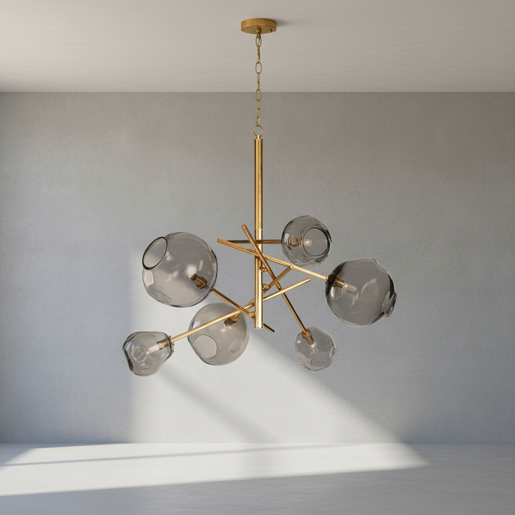 Riviko Molten Smoked Glass Chandelier - Background Shot