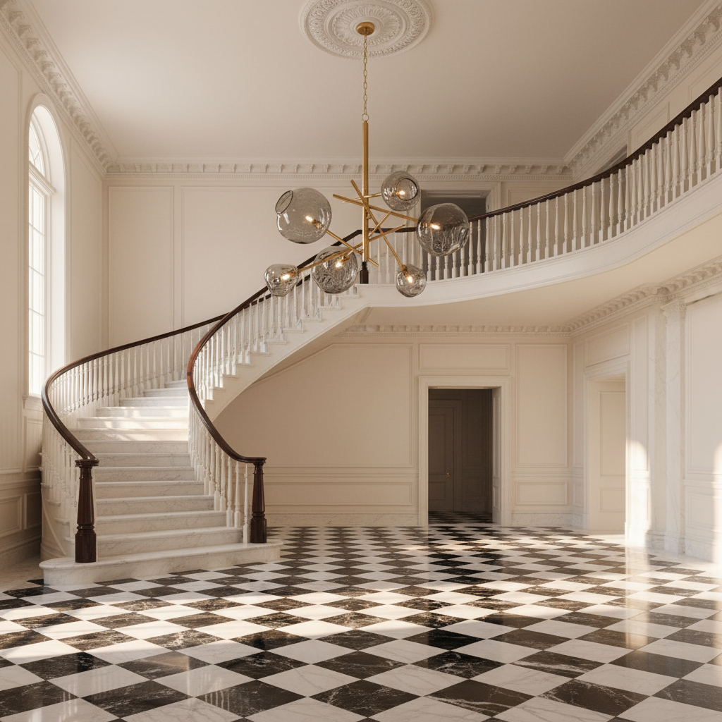 Riviko Molten Smoked Glass Chandelier - grand American estate foyer