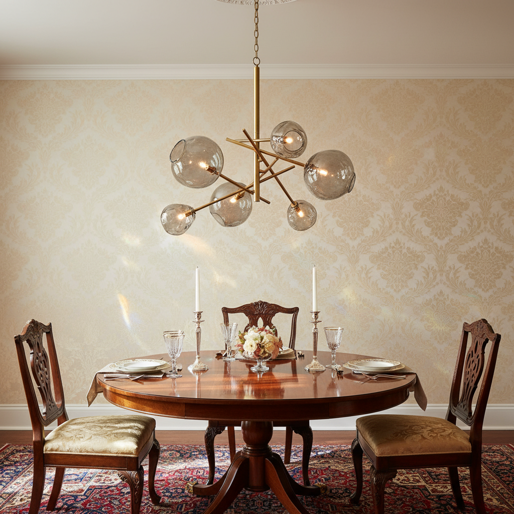 Riviko Molten Smoked Glass Chandelier - formal American dining room