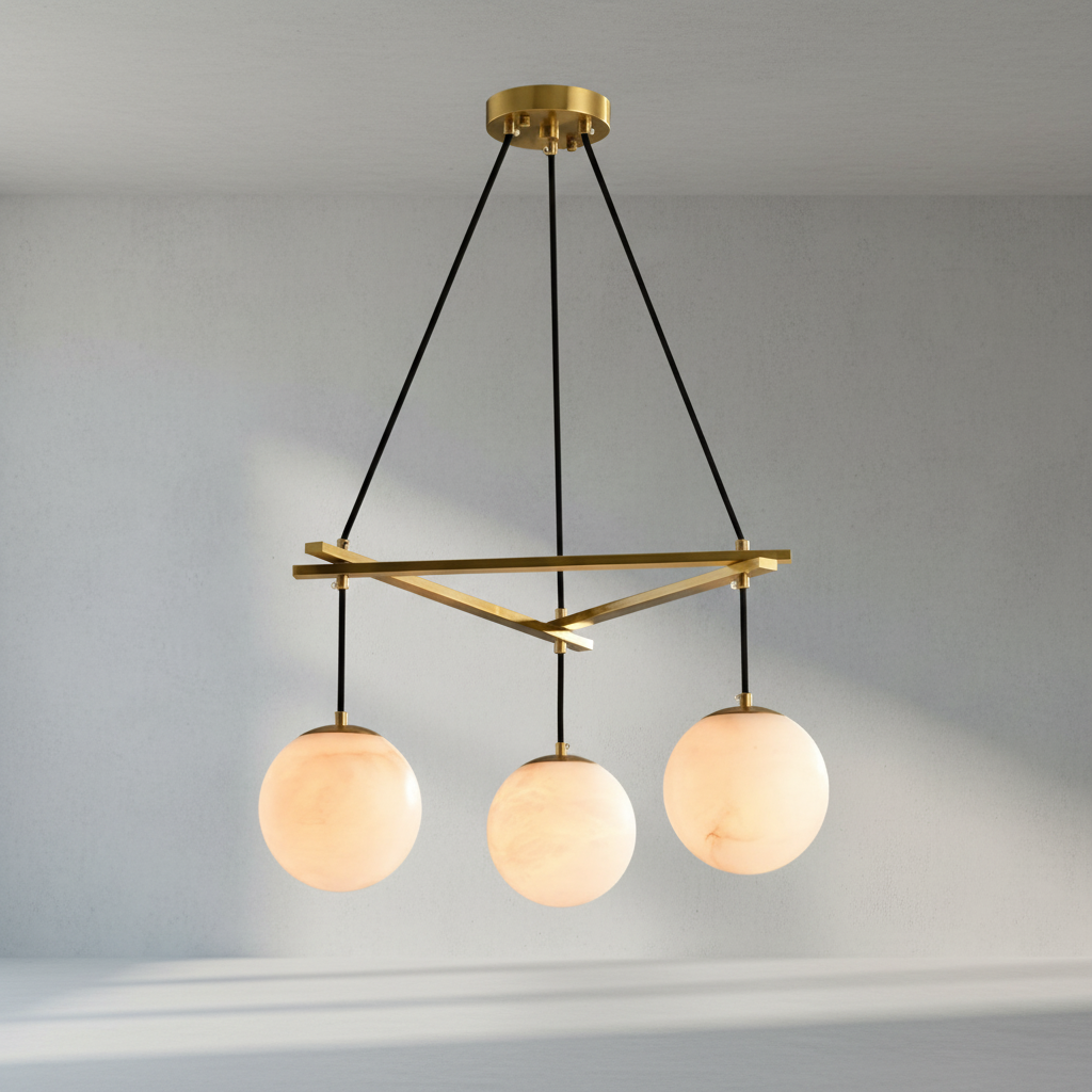 Riviko Veridian Sphere Alabaster Chandelier - Background Shot