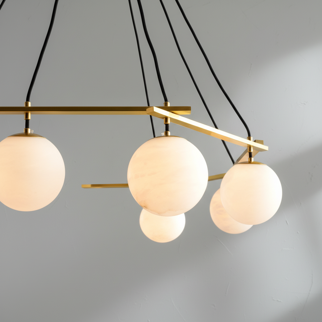 Riviko Veridian Sphere Alabaster Chandelier - Background Shot