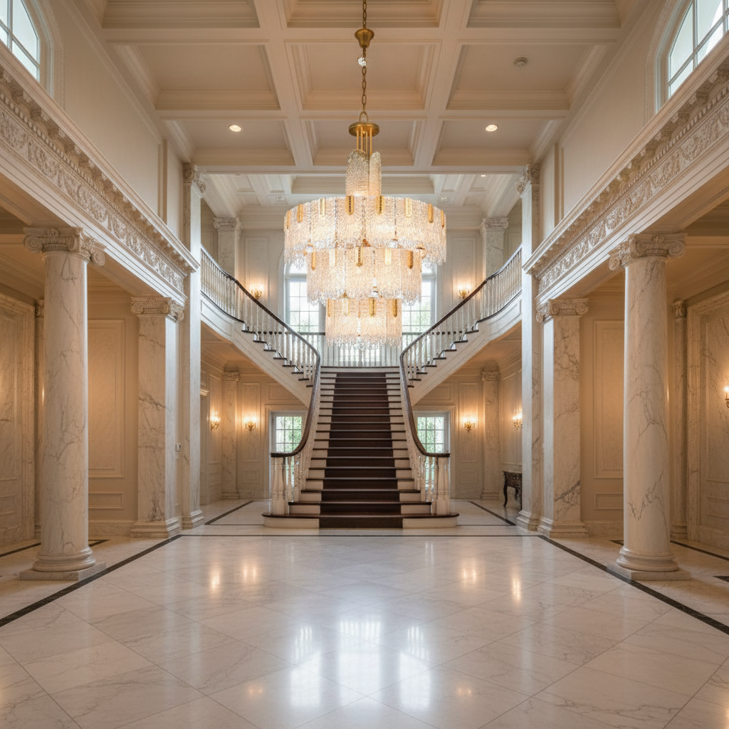 Riviko Grand Mariner Tiered Chandelier - American estate entrance hall