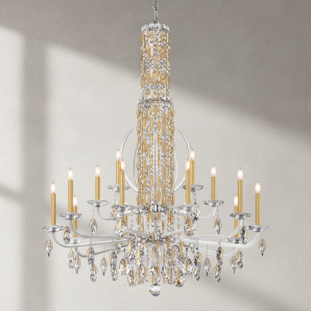 Riviko Radiant Cascade Crystal Chandelier - Background Shot