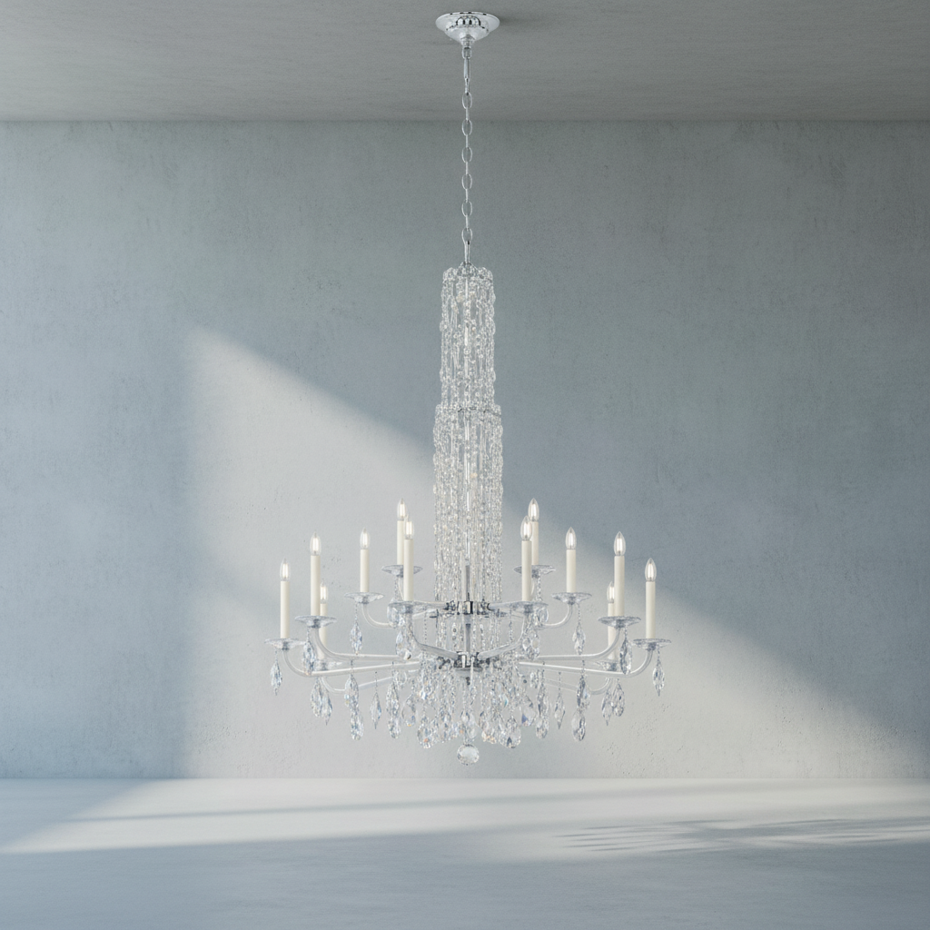 Riviko Radiant Cascade Crystal Chandelier - Background Shot