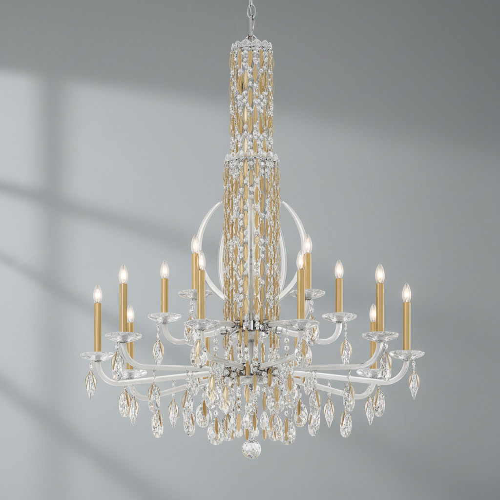 Riviko Radiant Cascade Crystal Chandelier - Background Shot