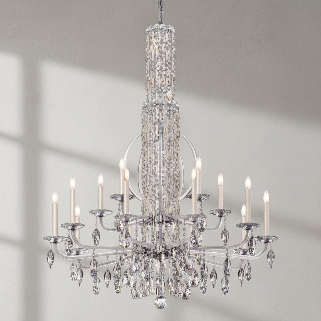 Riviko Radiant Cascade Crystal Chandelier - Background Shot
