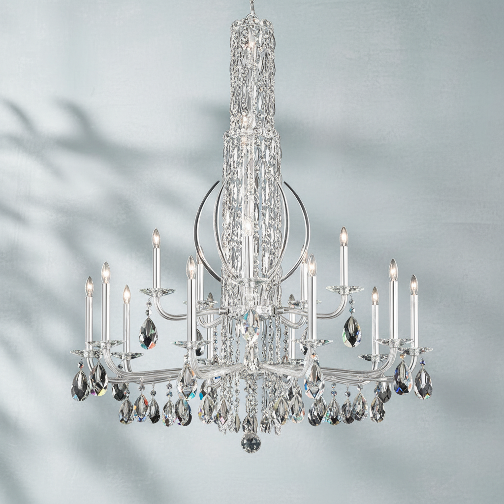 Riviko Radiant Cascade Crystal Chandelier - Background Shot