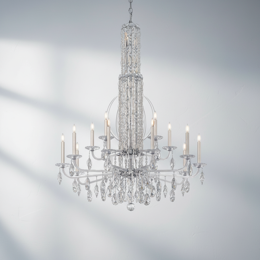 Riviko Radiant Cascade Crystal Chandelier - Background Shot