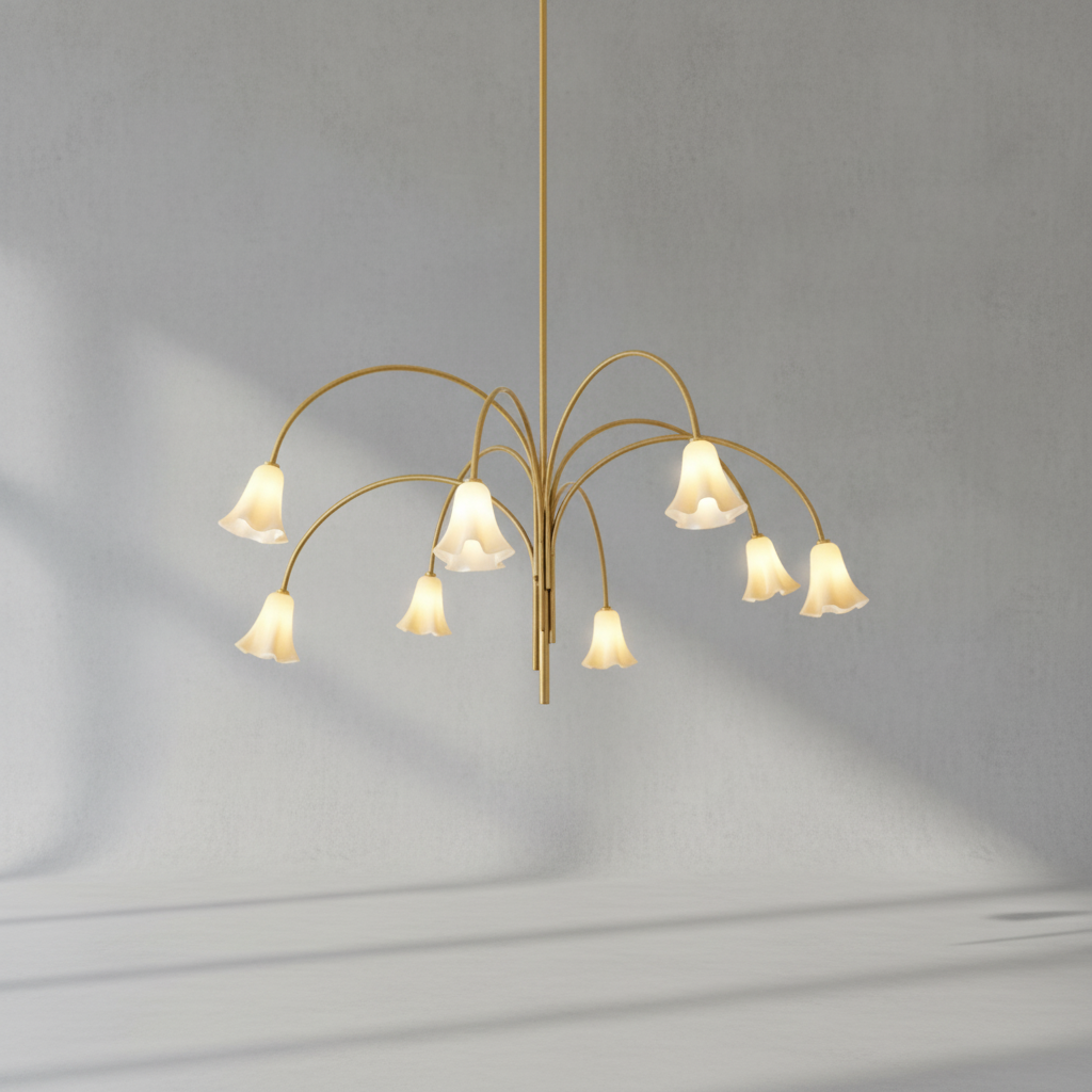 Riviko Veridian Bloom Metal & Glass Chandelier - Background Shot