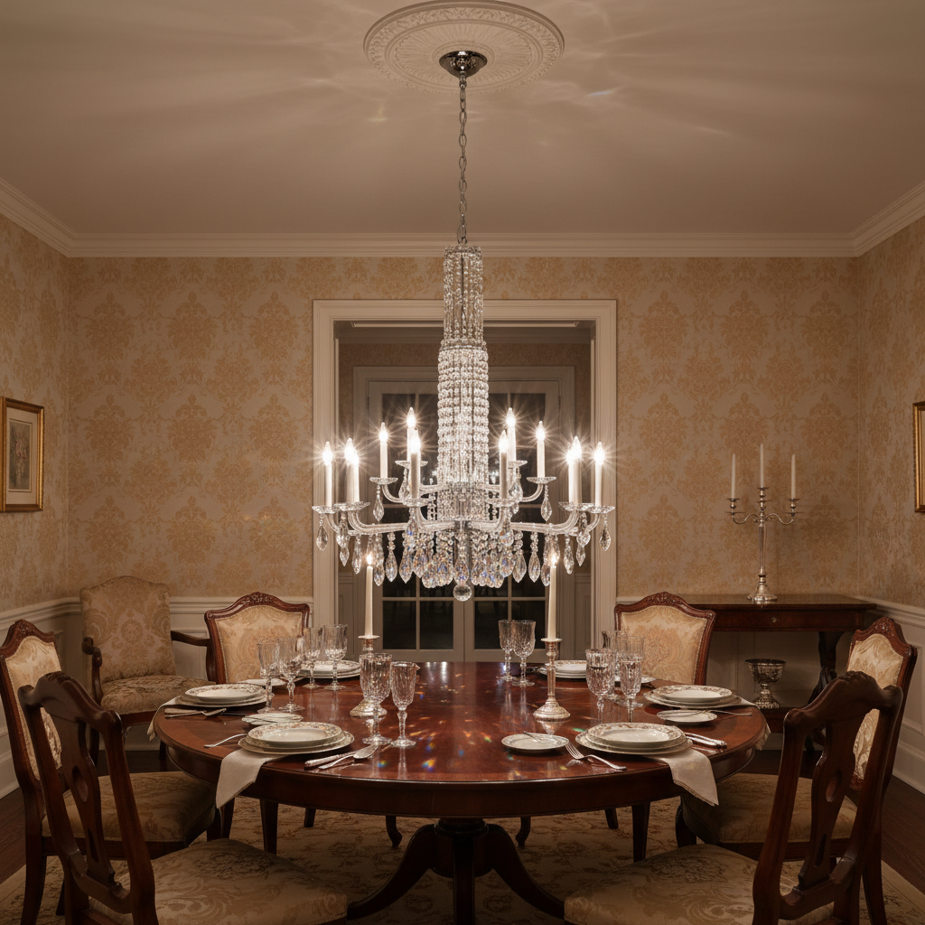 Riviko Radiant Cascade Crystal Chandelier - formal American dining room