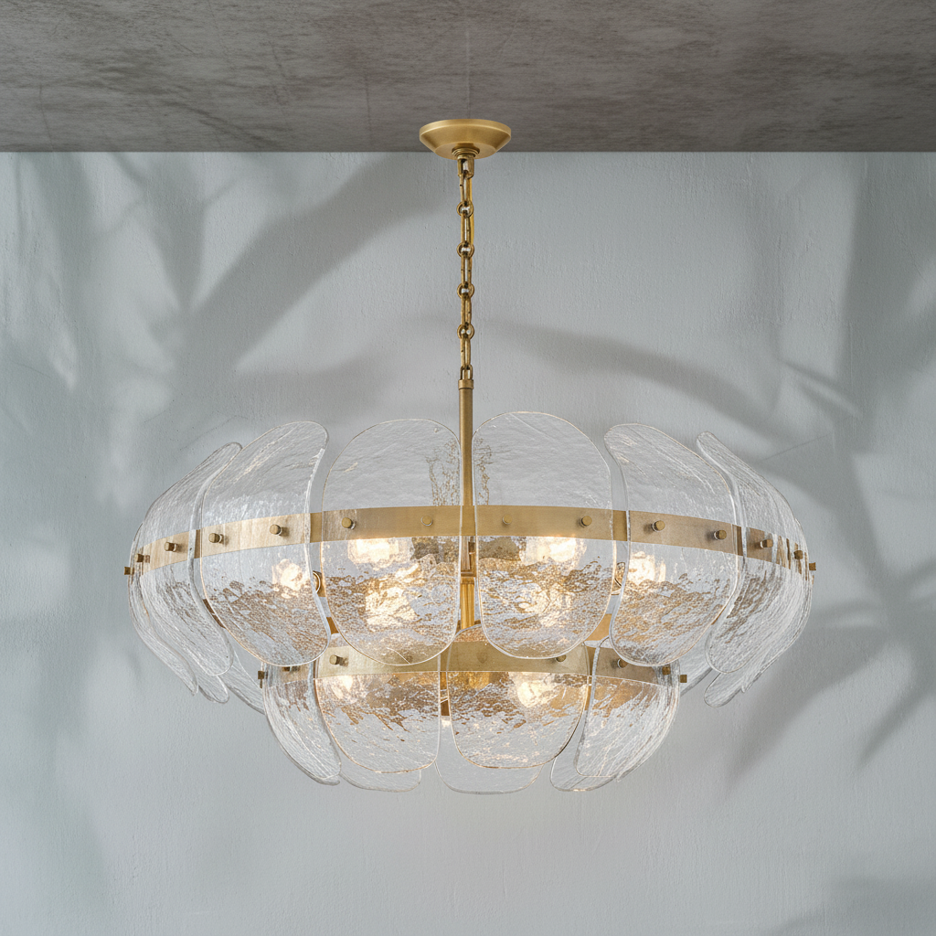 Riviko Veridian Bloom 9-Light Steel Chandelier - Background Shot