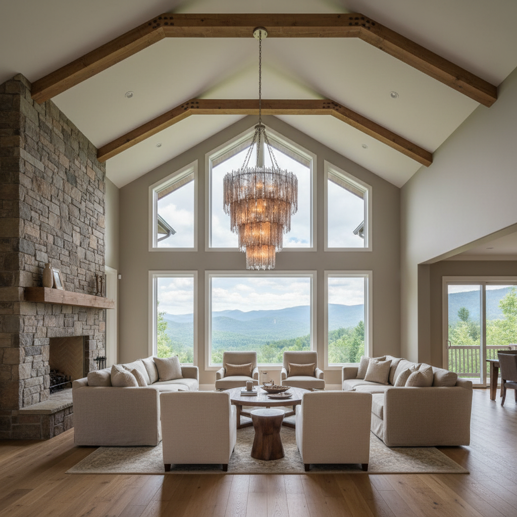 Riviko Saint Roch 35 - Light Chandelier - American transitional great room with cathedral ceiling