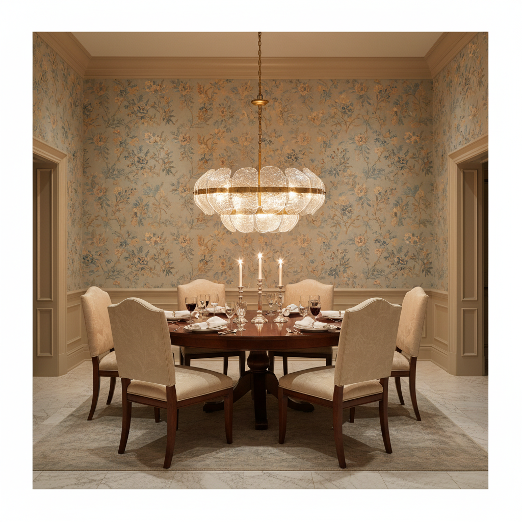 Riviko Veridian Bloom 9-Light Steel Chandelier - formal American dining room