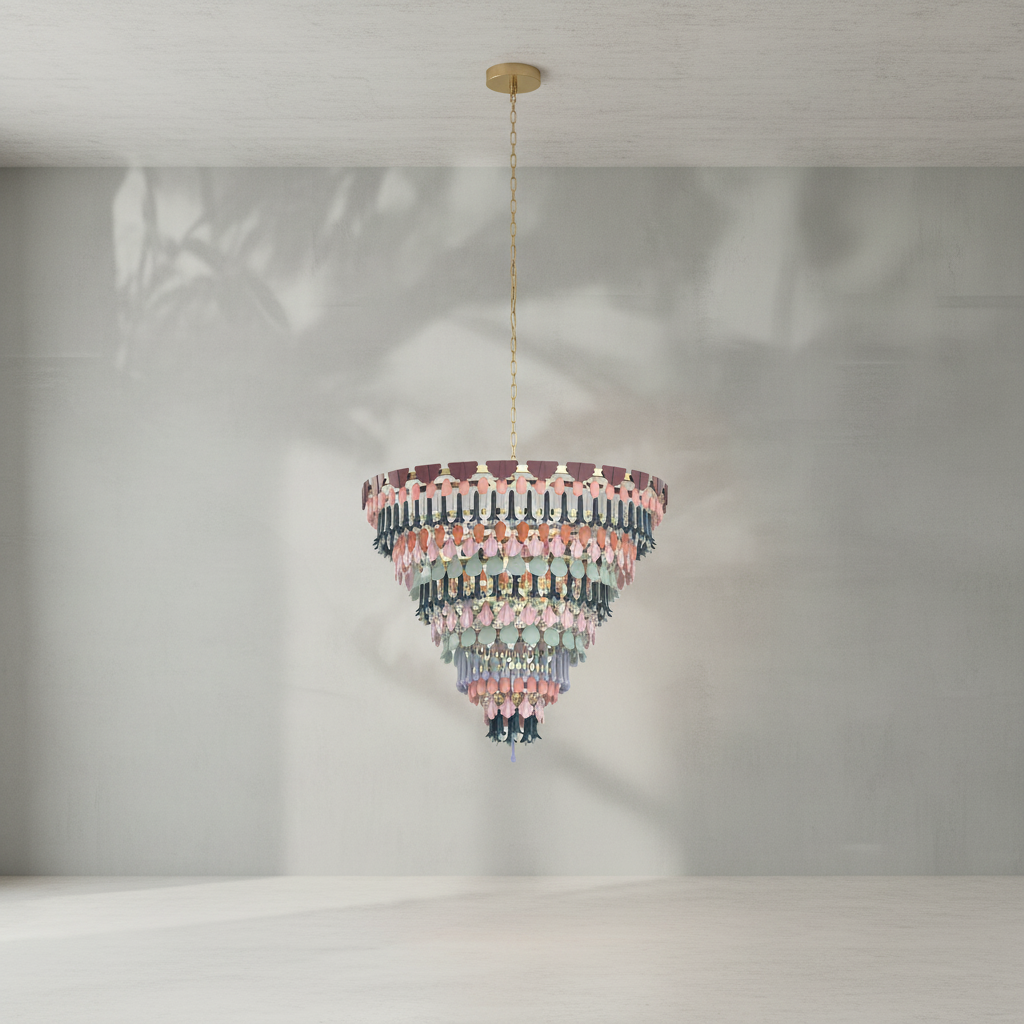 Riviko Verdant Cascade Art Deco Chandelier - Background Shot