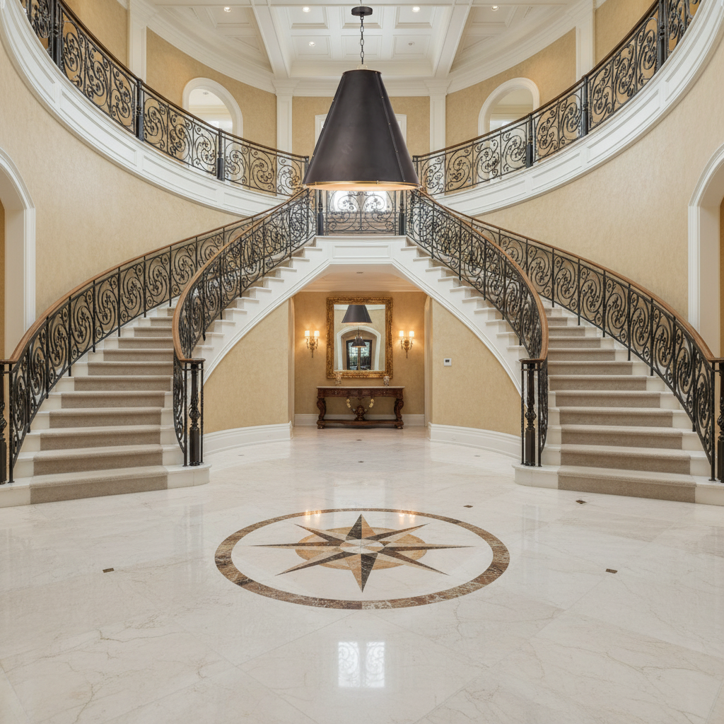 Riviko Aura Cone 3-Light Chandelier - grand American foyer with two-story ceiling