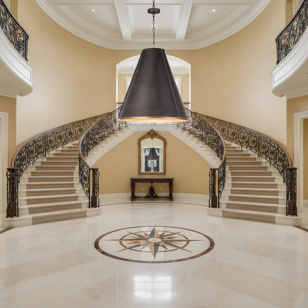 Riviko Aura Cone 3-Light Chandelier - grand American foyer with two-story ceiling