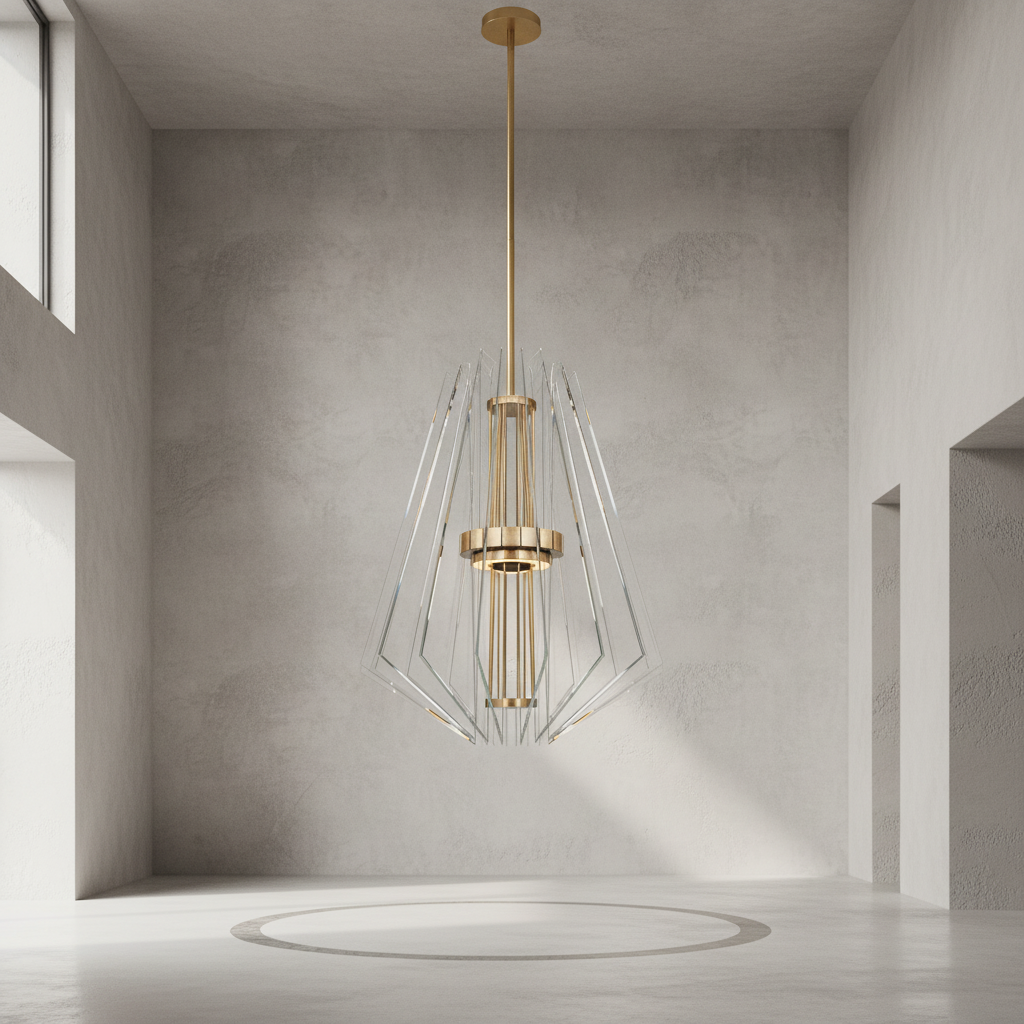 Riviko Geometric Apex 3-Light LED Chandelier - Background Shot