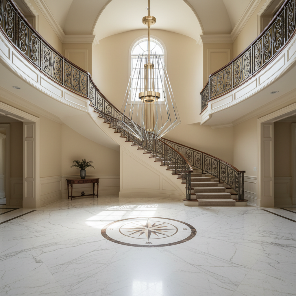 Riviko Geometric Apex 3-Light LED Chandelier - grand American foyer with two-story ceiling