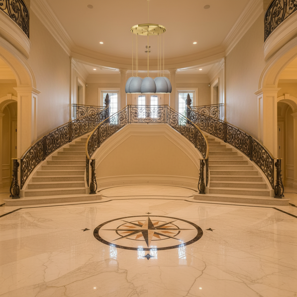 Riviko Veridian Cascade 8-Light Chandelier - grand American foyer with two-story ceiling