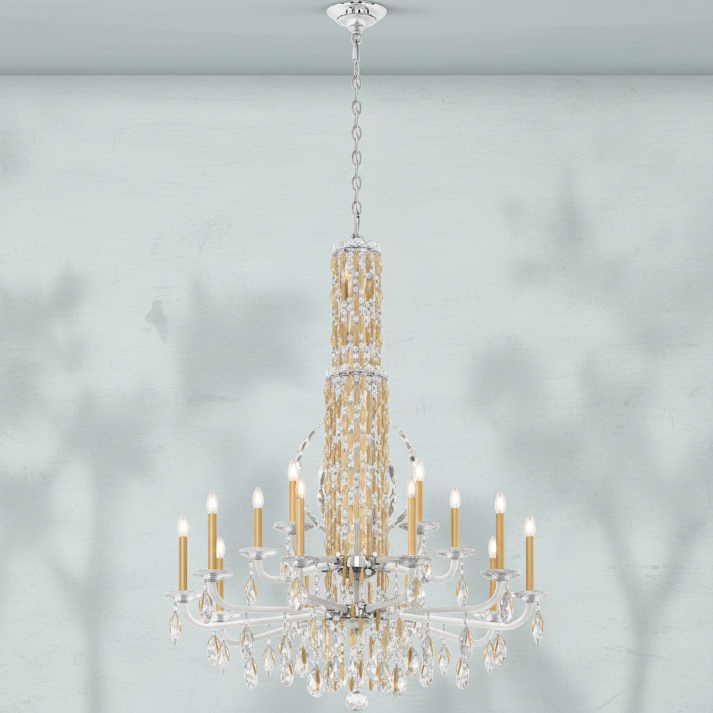 Riviko Veridian Cascade Crystal Chandelier - Background Shot