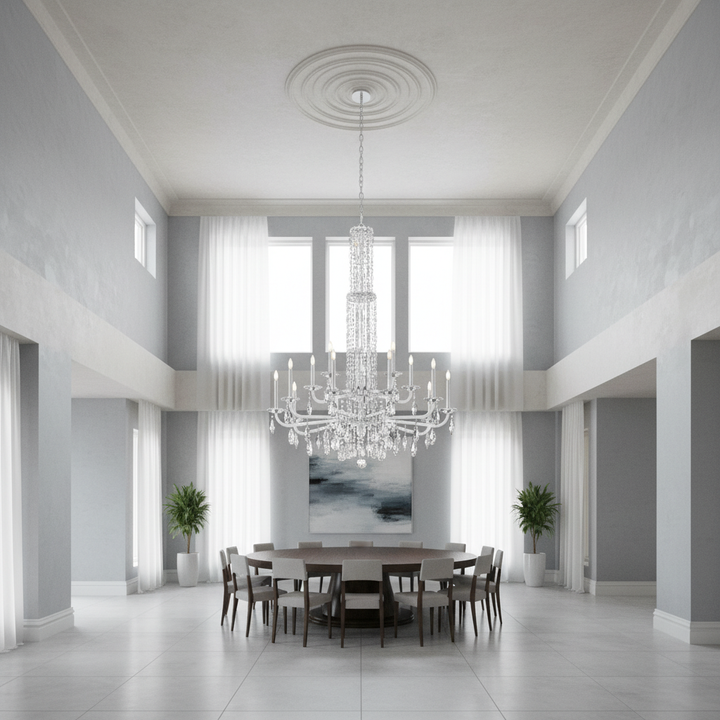 Riviko Veridian Cascade Crystal Chandelier - Background Shot