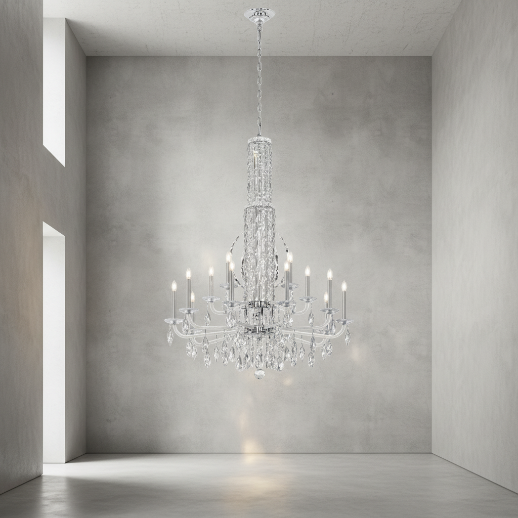 Riviko Veridian Cascade Crystal Chandelier - Background Shot