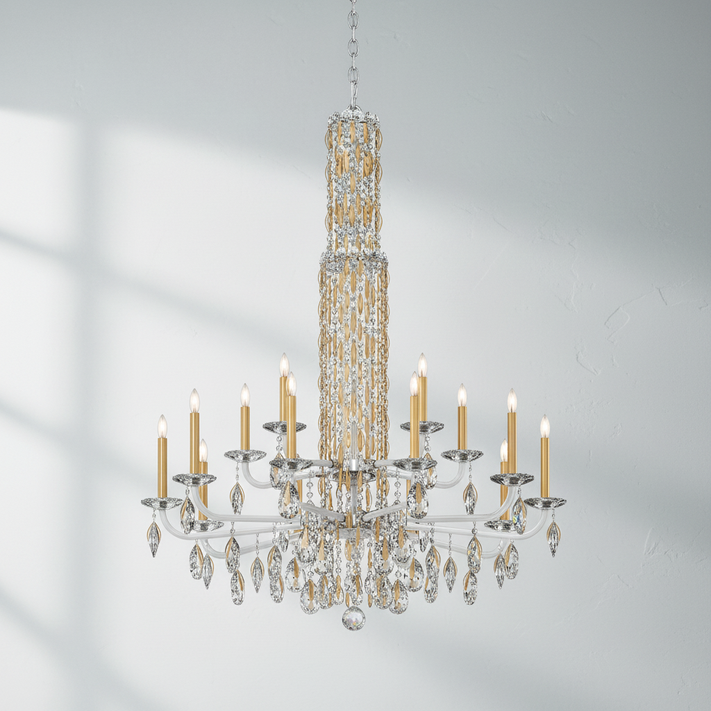 Riviko Veridian Cascade Crystal Chandelier - Background Shot
