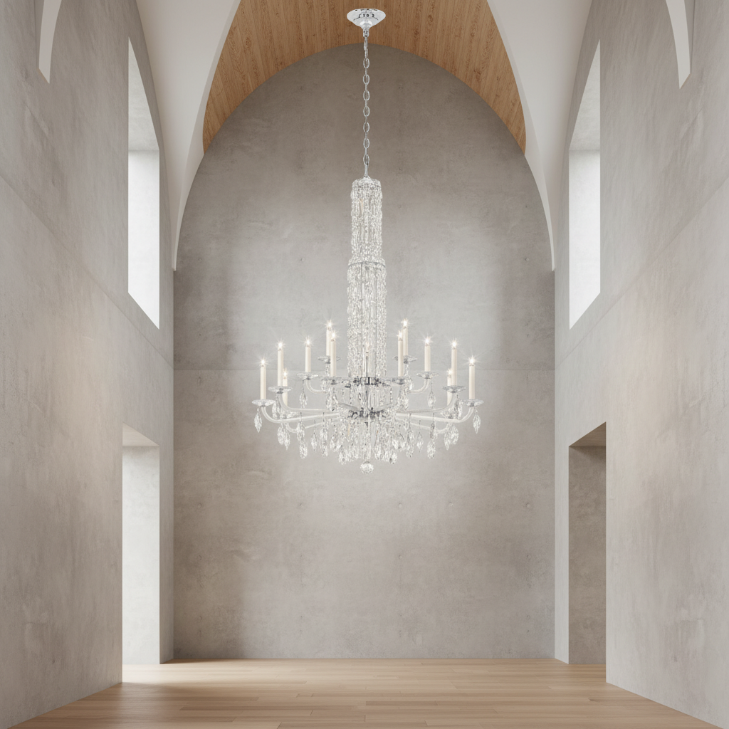 Riviko Veridian Cascade Crystal Chandelier - Background Shot