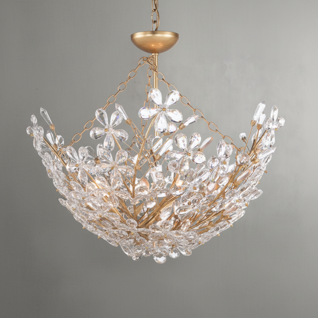 Riviko Gilded Bloom Basin Chandelier - Background Shot