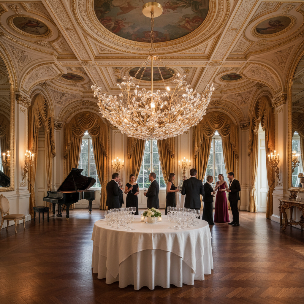 Riviko Gilded Bloom Basin Chandelier - American ballroom or formal entertaining space