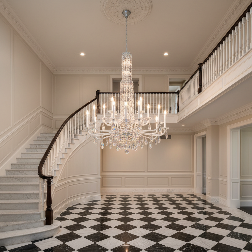 Riviko Siena Crystal Chandelier 41" - grand American estate foyer
